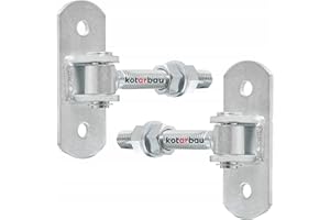 KOTARBAU® Lot de 2 Pièces Charniere Portail - Acier - 130 mm M18 - Argenté - Charnière Réglable pour Portillon Extérieur - Gond Portail Lourd - avec Plaque de Fixation - Gond Réglable Galvanisée