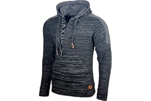 Baxboy Herren Strick-Pullover Kapuzenpullover Moderne Männer Pulli Grobstrick Strickjacke Winter-Freizeit-Jacke B-290