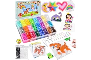 DazSpirit 6300pcs Fuse Beads Craft Kit, 26 Colours 5mm Fuse Beads with 104 Pattern Sheets Arts and Crafts for Kids, Comes with Tweezers, Pegboards, Ironing Papers, Iron Bead Art Craft Kits for Kids