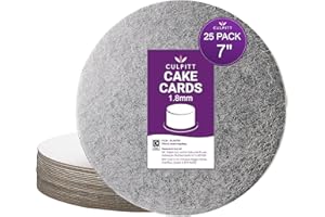 Culpitt 7" Cut-Edge Round Boards, 25 Pack, Cake Decorating Wedding Support Cards 1.8 mm, 7-Inch CSR, Silver - Packs of 25