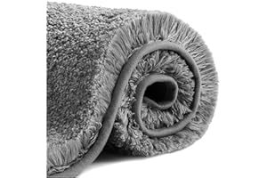 VANZAVANZU Tapis de Bain Antidérapant Tapis Salle de Bain Épaissi Tapis Sortie de Douche Absorbant Tapis de Sol Ultra Doux en Microfibre, Séchage Rapide, Lavable en Machine - 60 x 90cm (Gris Foncé)