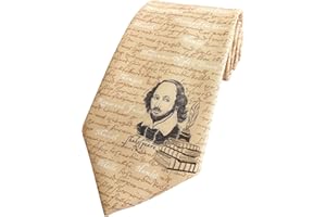 The Tie Studio Shakespeare Novelty Tie - Men’s Necktie with Large Shakespeare Print – Blue or Beige
