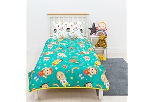 REST EASY SLEEP BETTER Rest Easy Single Coverless Duvet Bedding | Care Free Reversible Coverless Quilt & Pillowcase | Washable Duvet | Perfect For Travelling & Sleepovers, Cocomelon, 4.5 Tog