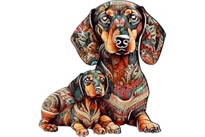 Blumuze Holzpuzzle Erwachsene 300 Stück, Dachshund Holz Puzzle, Dackel Hund Holzpuzzle Einzigartige Tierform Puzzleteile,Puzzle aus Tierteilen, Puzzle Holz mit Geschenkbox aus Holz,L-40 * 37.3cm