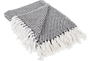 DII Überwurf mit Fischgratmuster für drinnen und draußen, 100% Baumwolle, Decke für Camping, Strände, Barbeque, jeden Tag – 127 x 152,4 cm, Chevron, Marineblau, Schwarz, 50 x 60 Inches