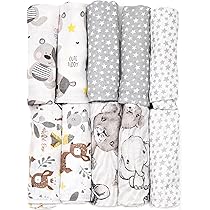 Pack De 10 Langes En Mousseline Pour Bébé - 60x60 Cm - 100% Coton - Super Doux Et Absorbant