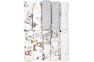 ‎FENSILO FENSILO Spucktücher Baby - Mulltücher - 10er Pack 70x80 cm - Stoffwindeln, Made IN EU, schadstoffgeprüft -Spucktücher Baby Junge Mädchen Tuch weiß Teddy