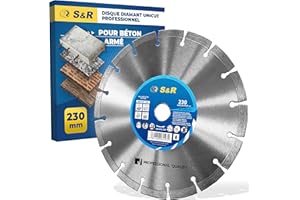 S&R Disque Diamant 230mm Meuleuse à tronçonner Béton/Béton Armé/Granit/Pierre/Brique. Disque à tronconner 230 x 22,2 x 10 2,2 mm