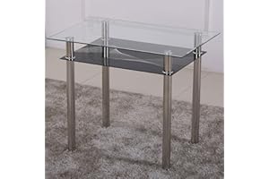 ‎EURO TISCHE Esstisch Glas mit 6mm Sicherheitsglas & Facettenschliff - Glastisch perfekt geeignet als Esszimmertisch/Küchentisch (90x60x75cm, schwarz)