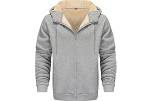 Djtnzdm Felpa con Cappuccio e Zip Uomo Inverno Felpa in Pile Caldo Casual Hoodie con Cerniera Uomo Tasche Giacca Termica con Zip (Loose Fit)