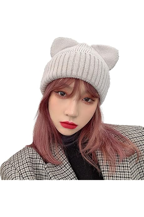 NEFF Women's Kitty Cat Beanie Hat, Grey 