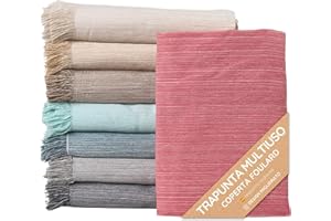 JARAPA HOME MADE WITH LOVE Trapunta Multiuso: Divano Scozzese, Coperta Foulard, Copriletto, Foulard per Divani in Cotone e Altre Fibre Finitura di Qualità Fatto in Spagna. Telo Copridivano (Rosso Mèlange, 180x260cm)