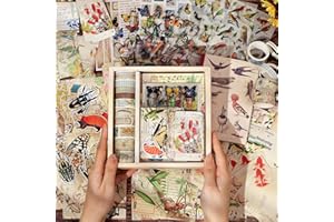 NOGAMOGA Vintage Scrapbook Accessory Set, Tier Vogel und Insekt Seires Bullet Journal Kit mit 12 Washi Tape, A6 Notebook, Aufkleber, Scrapbook Papier, Notizpapier, Natur ästhetische Journal Kit