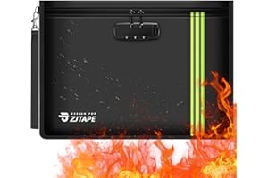 ZJTAPE Bolsa ignífuga e Impermeable con Cerradura - Bolsa de Documentos con Tira Reflectante, Material de Fibra de Vidrio Maletín ignífugo para Pasaporte, Monedero, certificados y Objetos de Valor