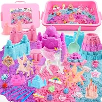 Kit De Sable Magique GirlZone – 2 Lb, 4 Couleurs, Paillettes, Moules, Découpes, Mallette – Gâteaux Et Gourmandises, Dès 3 Ans