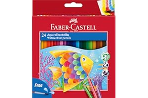 FABER-CASTELL 114425 – kredki akwarelowe dla dzieci i dorosłych, 24 kredki i pędzel