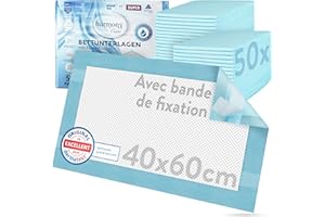 Harmony Care® 50 x Alèse jetable Adulte 40 x 60 cm avec Bandes adhésives – alèses Impermeable, alese jetable Bebe, Tapis de propreté Chien