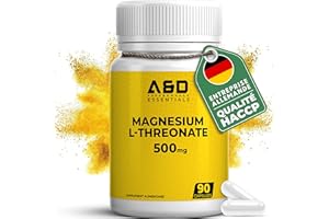 MagneLPure® Magnésium L-thréonate – Magnésium ultra absorbable – Améliore la mémoire et les capacités cognitives - Aide à la concentration – Sans Gluten, Vegan (90 capsules)