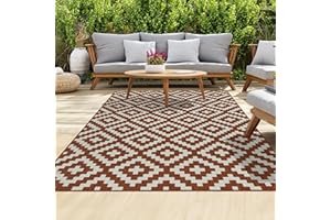 homeart Outdoor Rugs | Easy-Cleaning Indoor & Outdoor Area Rugs for Porch, Deck, Balcony, Garden, Picnic, Kitchen, Hallway | UV & Weather-Resistant Large Patio Rug Mats Terra Cream, 80 x 150 cm
