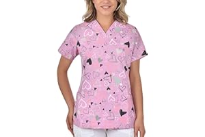 B-Well Bambina Women's Slip-On Tunic, Short Sleeve, V-Neck Tunic, Women's Care Motif