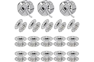 MAOXINTEK 15 Bobinas para Máquina de Coser, 3 Caja de Bobina de Máquina de Coser para Carga Frontal, Canillero Porta Canillas Maxin de Hierro para Brother, Singer, Janome, Toyata y Otros