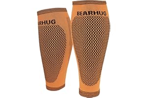 Bearhug Calf Compression Sleeve for Men and Women - Shin Splints Support for Torn Muscle and Leg Cramps - Bamboo Calf Support for Sports, Running, Gym, M