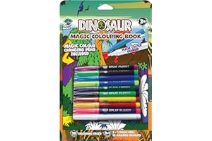 Splat Planet Magic Dinosaur colouring book with magic colour changing pens set - Magical art A4 size colouring book - Colour Changing Magic Colouring Pens Set (Dinosaur)