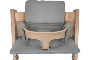 Kadem® Sitzkissen 100% Bio Baumwolle | Classic Kissen Sitzbezug Hochstuhlauflage | 2-teilig passend für Stokke Tripp Trapp Kinderhochstuhl | maschinenwaschbar einfache schnelle Befestigung | umbragrau