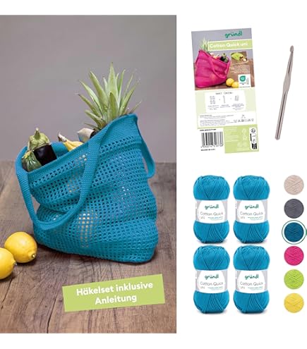 FREEBLOSS Häkeltaschen Set Für Anfänger - DIY Handtasche Mit PU Leder Boden & Holzgriff