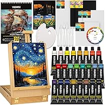 Kit Pittura Acrilica Shuttle Art 59 Pezzi - Con Cavalletto, Tele, Pennelli E Colori, Per Adulti E Bambini