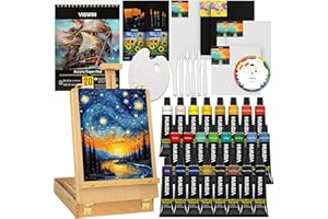 VISWIN 62 Pcs Acrylic Paint Set with Easel Box, Painting Kit with 24 Acrylic Paints, Canvases, Brushes, Palette, Paper Pad, Art Supplies, Art Set Gift for Adults, Kids, Beginners, Artists