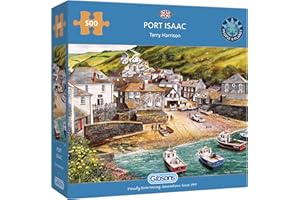 Gibsons Port Isaac 500 Piece Jigsaw Puzzle – Coastal Cornwall Harbour Scene by Terry Harrison – Traditional British Landscape Puzzle for Adults – Premium Recycled Board – Sustainable Gift Made in UK