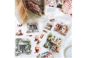 ‎TA MERRY Scrapbook Stickers 18 Blätter,Scrapbooking Zubehör,Journal Aufkleber,Buch Dekoratives Zubehör für Scrapbooking,Computer,Geschenkbox,Journal Dekoration(Café)