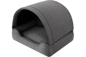 SALES CORE Cama para perros, cueva para perros con techo rígido, caseta para perros con colchón suave. Espacio para dormir para mascotas con dosel protector, caseta de tela, sofá y cojín para perros en un
