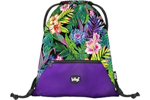 Baagl Sac de gym pour garçon, filles avec poche, sac à chaussures imperméable pour enfant, école et jardin d'enfants Sac de sport à cordon pour garçon, sac à dos à cordon