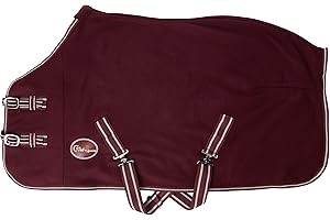 Cwell Equine TRAVEL FLEECE RUG/Cooler Standard Neck BURGUNDY Choice of Sizes (6'6")