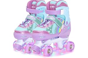 Style Girlz Roller Skates For Girls, Adjustable Size Roller Boots For Kids, Quad Skates With Light Up Wheels