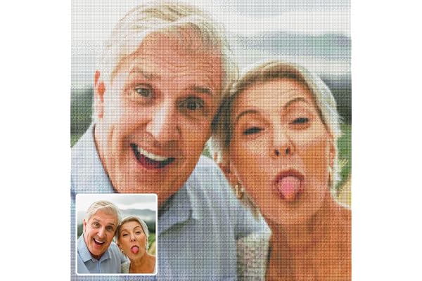 Diamond Painting Personnalisé Photo,5D DIY Diamant Peinture Kits Plein Perceuse Pour Adultes,Personnalisez Vos Propres Photos Art Artisanat Idées de Décoration Murale Cadeaux (Diamant Rond, 30x30cm)