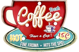 DiiliHiiri Retro Cartello Luminoso a LED Accessori per Cafe Caffetteria Ristorante Bar Pannelli Artigianali in Metallo Segnale Vintage per Decorazioni per la Casa degli Anni '53