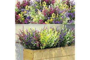 WILLBOND 12 fasci di piante artificiali di lavanda resistenti ai raggi UV, per esterni, fiori finti per composizioni floreali, centrotavola, decorazione per la casa e il giardino (colori misti)