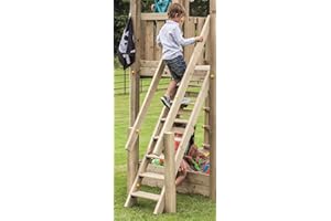 Gartenwelt Riegelsberger Treppe mit Handlauf für Podesthöhe 120 cm aus Lärche Natur Anbaumodul für Spieltürme und Stelzenhäuser