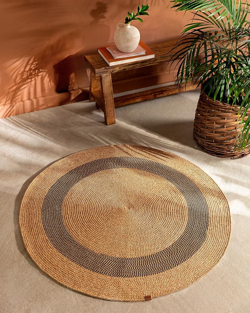 Madame Coco Alsace Yuvarlak Kilim Naturel/Siyah
