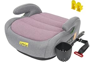 Jovikids Alzador Coche Niño ISOFIX, Normativa R129, Silla Coche Grupo 2 3, con Portavasos, Asiento Elevador coche para Bebé de 125-150cm (de 6 a 12 años), Espuma Adicional (Rosa)