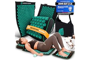 Explore Motion® Original Akupressurmatte 6in1 Premium-Set aus Naturfasern - Rücken- & Nackenmassage gegen Stress & Verspannungen | Mit Kissen & Massageball | Spüre den Unterschied