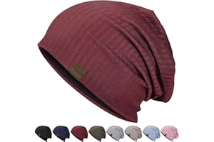 HAMUNI Slouchy Beanie Hip-Hop Soft Lightweight Running Beanie Hat Breathability & Elasticity Adult Dwarf Hats Chemo Cap Skull Cap for Men Women