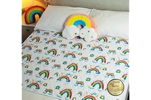 Bedwetz Potty Training Bed Pads | 100% Waterproof Mattress Protector | Bedwetting Sheets, size fits Double Beds | Non Slip Mat with Side Wing Tucks | UK Brand | Rainbow