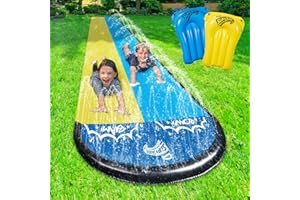 Wham-O Slip N Slide Double Wave Rider 548.64cm avec Boogie, pour Les Enfants de 5 à 12 Ans Jouets d'été Installation Facile