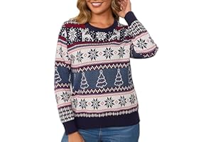 Leversic Pull de Noel Femmes Hiver Moche Noël Drole Sweat Chaud Christmas Jumper Manches Longues Doux Confortable S-XXL