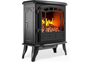 DEUBA MONZANA® Cheminée électrique Effet Flamme LED 2000 W 2 Niveaux de Chauffage radiateur électrique Fausse cheminée chauffante Chauffage d'appoint 30 m² Noir