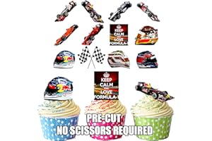 AK GIFTSHOP Lot de 24 décorations de cupcake comestibles Thème Formule 1 2016